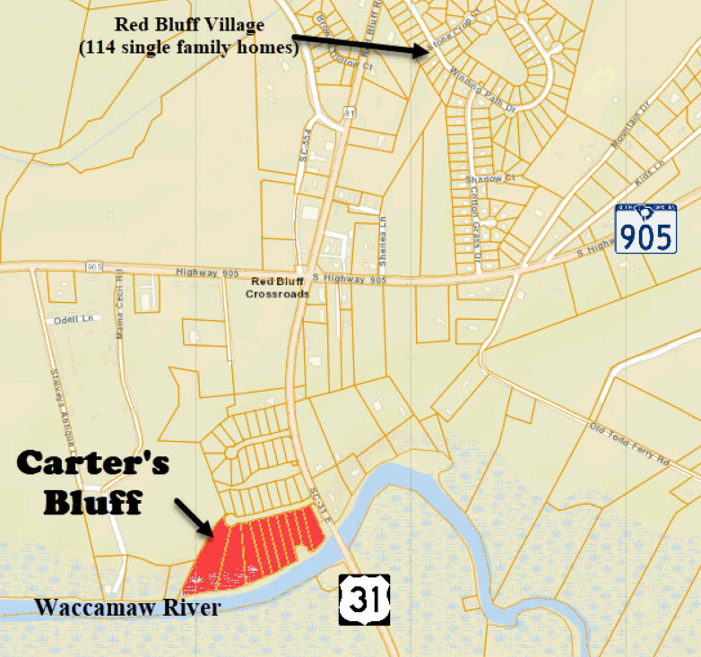 New home community of Carters Bluff in Conway developed by Beverly Homes
