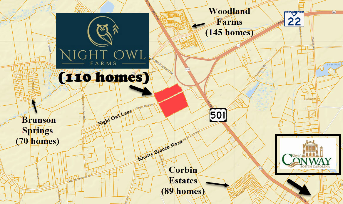 New home community of Night Owl Farms in Conway being developed by Beverly Homes