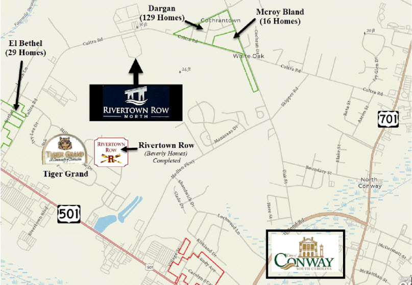 New home community of Rivertown Row North in Conway being developed by Beverly Homes