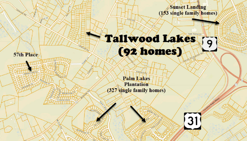 New home community of Tallwood Lakes in Longs being developed by D. R. Horton