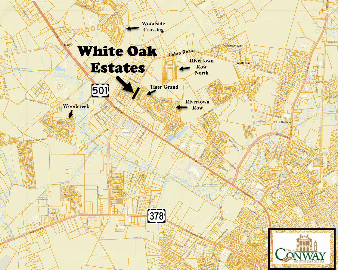 New home community of White Oak Estates in Conway being developed by Great Southern Homes